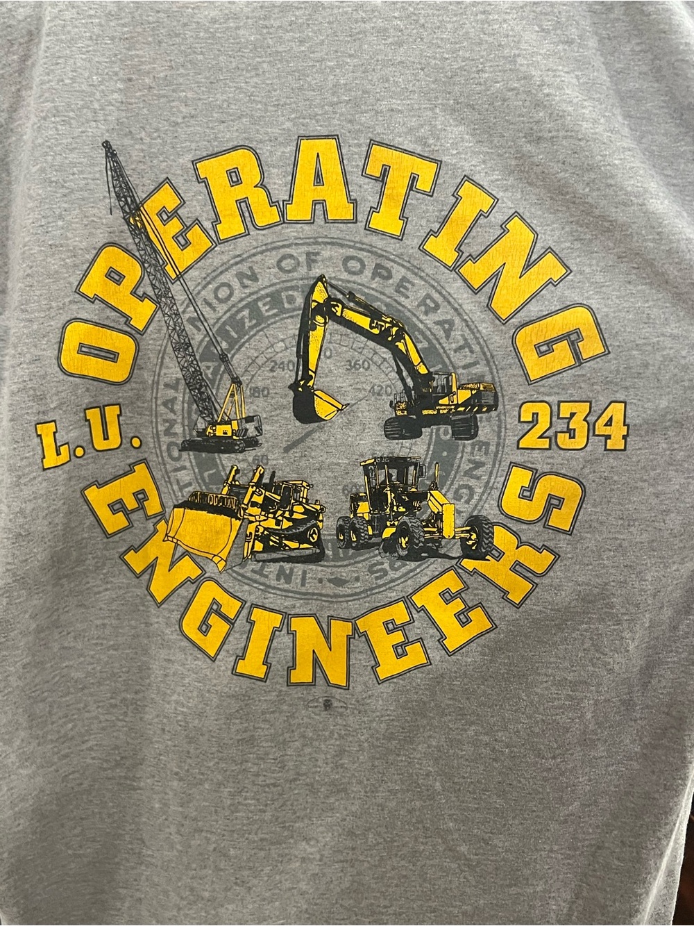 Operating Engineers Local 234 Graphic Short Sleeve Pocket Tee - Gray / Yellow